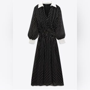 Zara Black and White Long Sleeve Dress